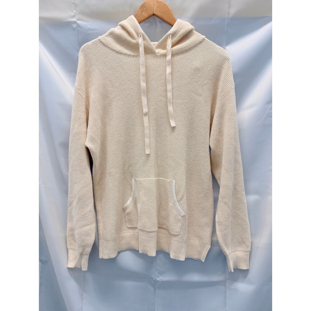 Margaret O'Leary Cream Waffle Organic Cotton Hooded Sweater Fall Warm Lounge